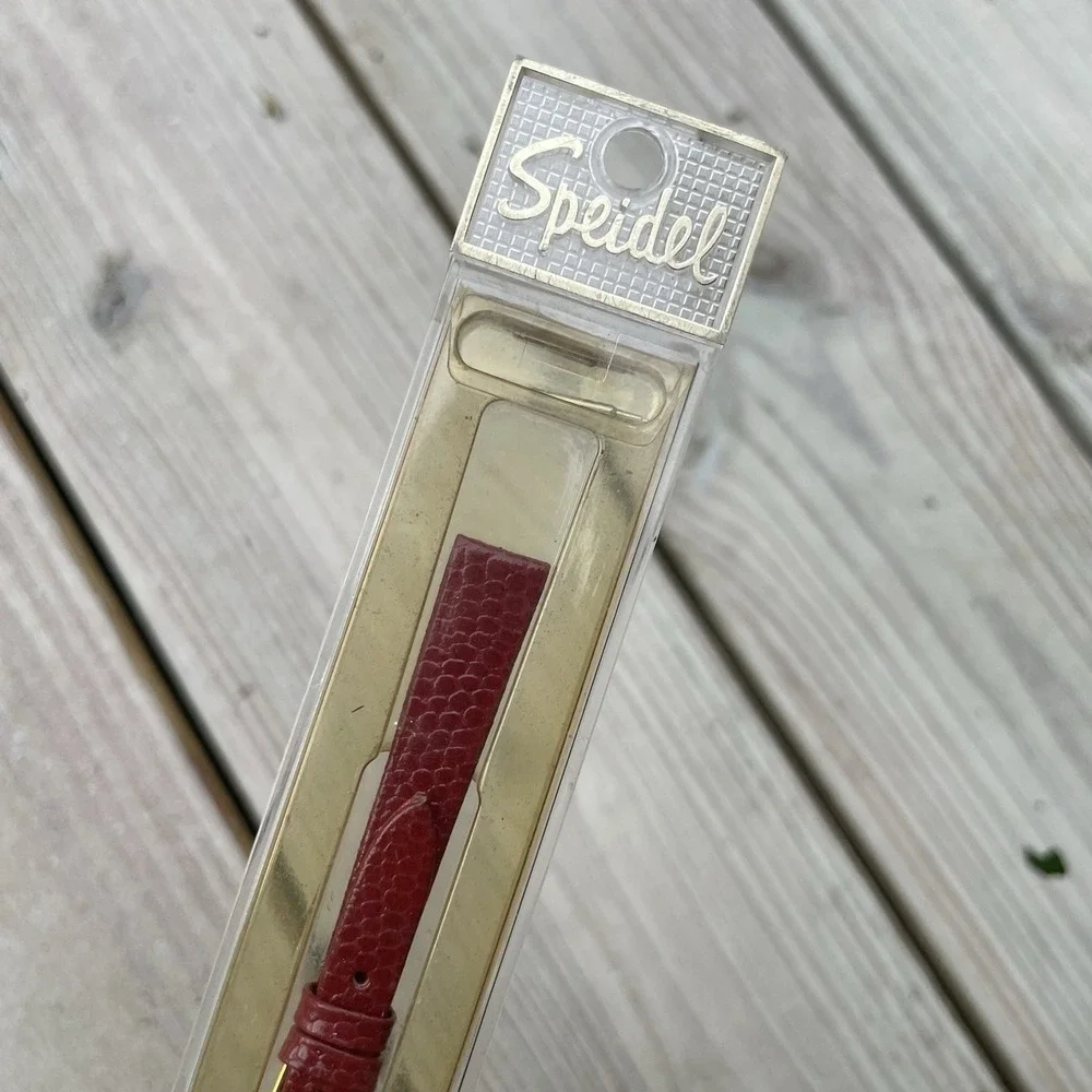 NOS Speidel Genuine Lizard Grain Watch Band 11mm Red Gold Tone Buckle #3606